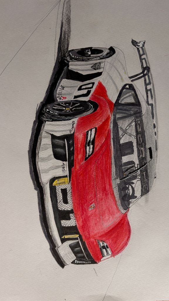 Porsche Mission R — colored pencil drawing by YugenK